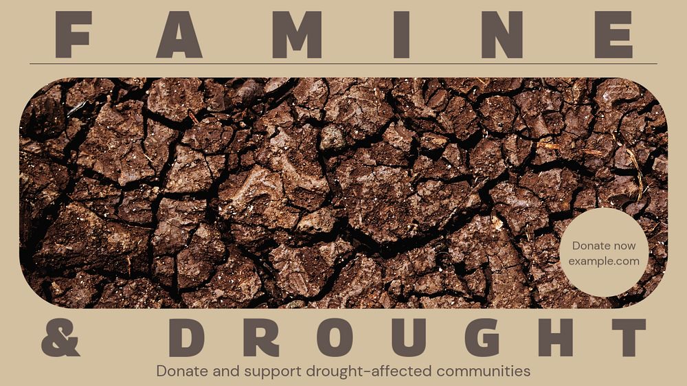 Famine & drought blog banner template, editable text & design