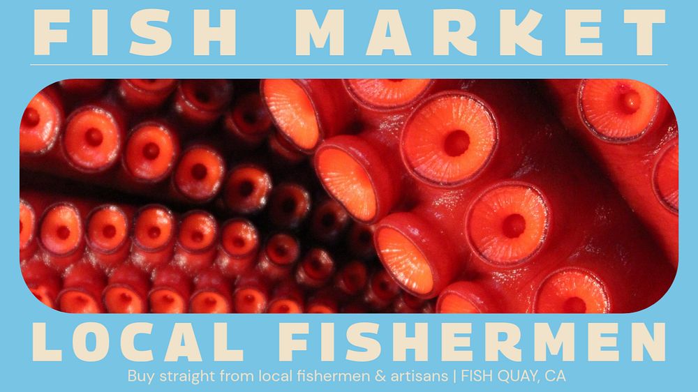 Fish market blog banner template, editable text & design