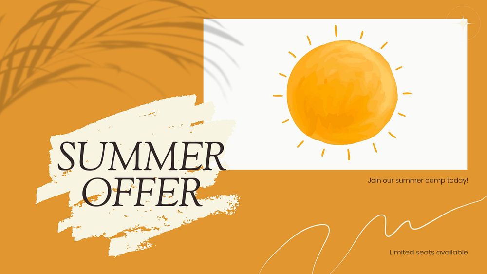 Summer camp blog banner template, editable text