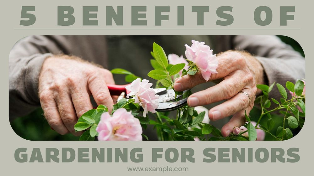 Gardening for seniors blog banner template, editable text & design