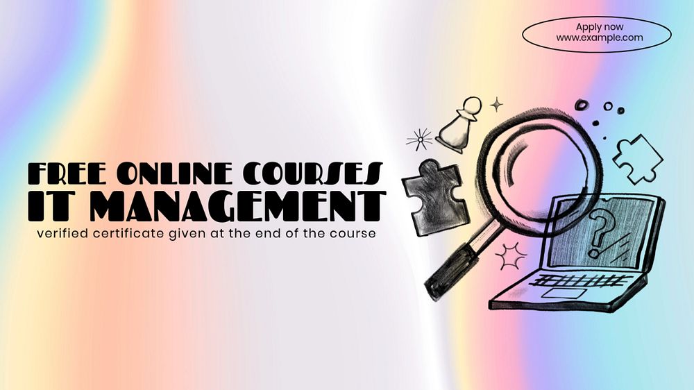 It management courses blog banner template, editable text & design