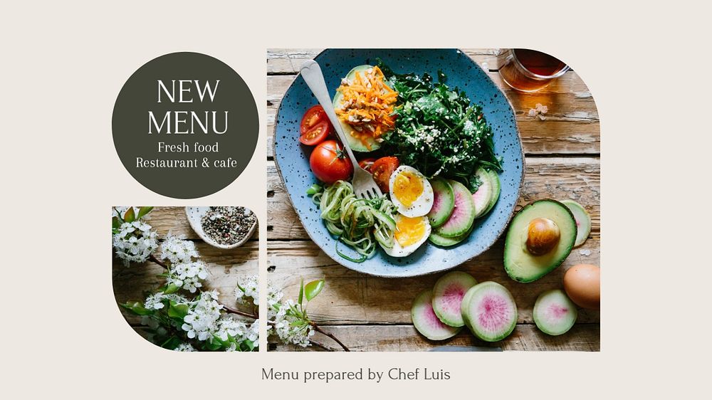 New menu blog banner template, editable design