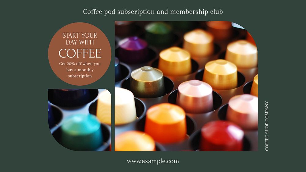 Coffee subscription blog banner template, editable design