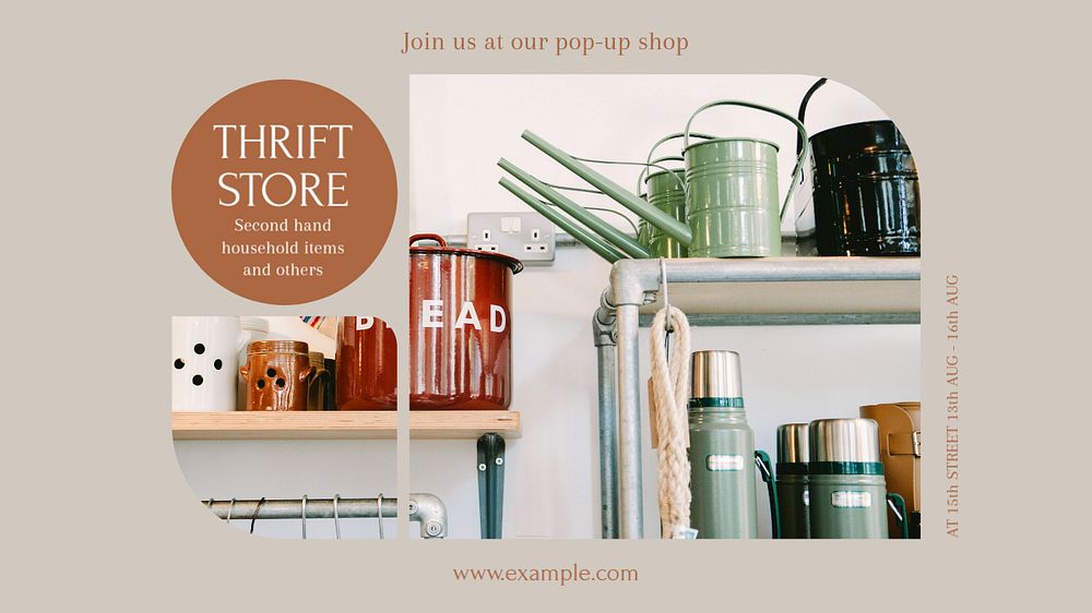 Thrift store blog banner template, editable design