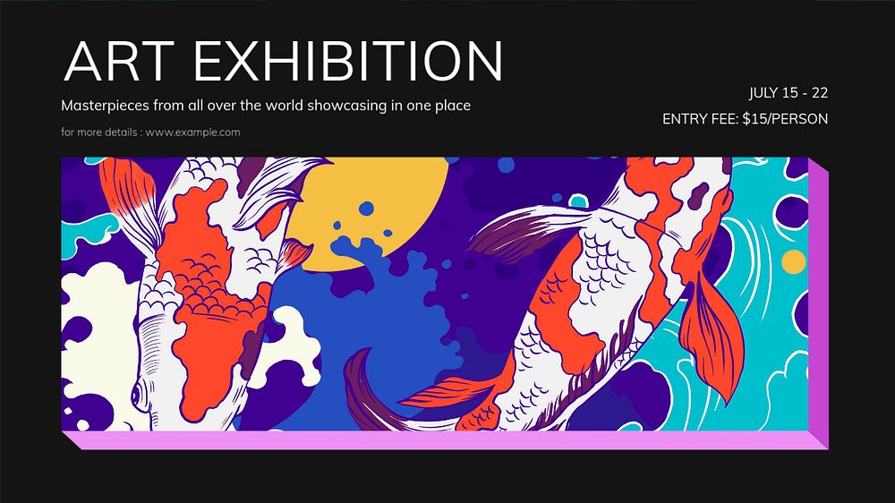 Art exhibition blog banner template, editable text & design