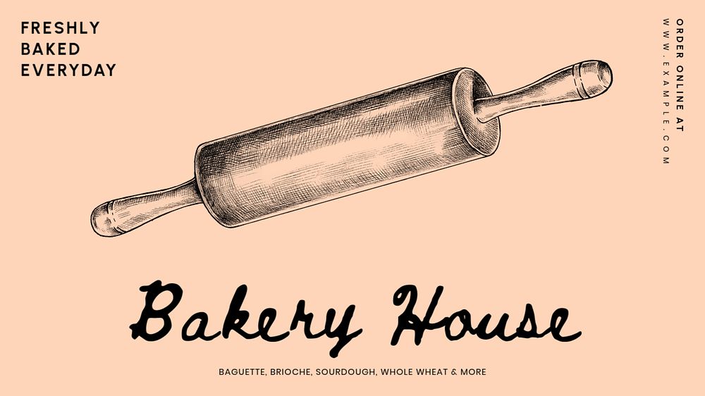 Bakery house blog banner template, editable text & design