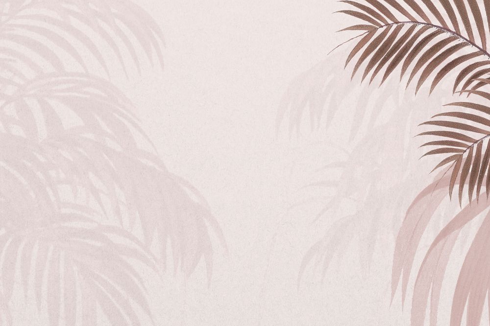 Pink palm leaf background, aesthetic botanical border, editable design