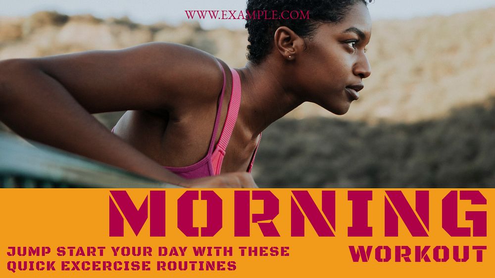 Morning workout routine blog banner template, editable text & design