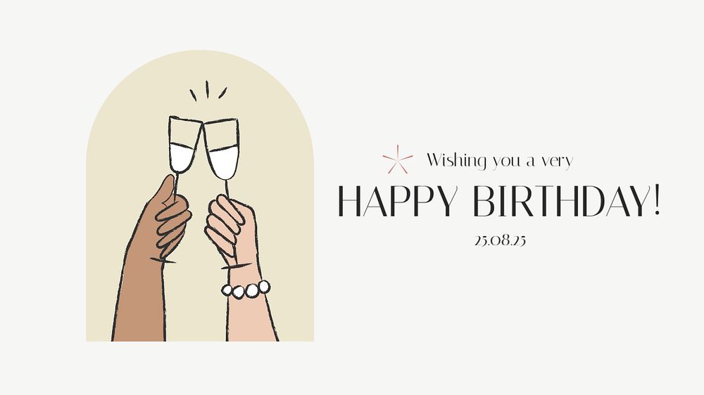 Happy birthday blog banner template, editable text