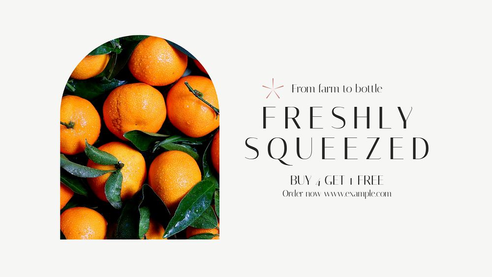 Fresh juice blog banner template, editable text