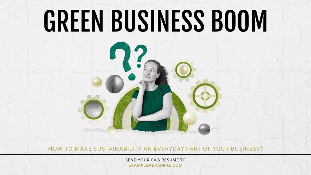 Green business boom blog banner template, editable text & design