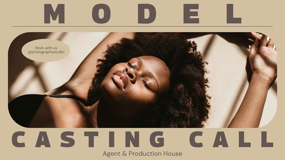 Model casting call blog banner template, editable text & design