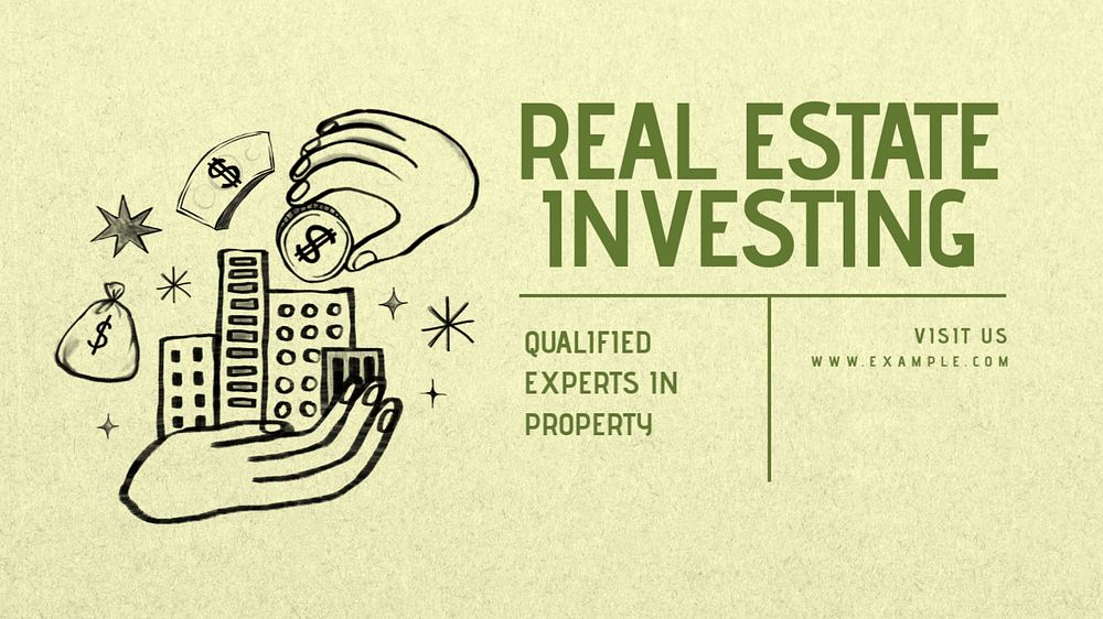 Real estate investing blog banner template, editable text & design