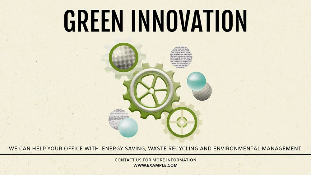 Green innovation blog banner template, editable text & design