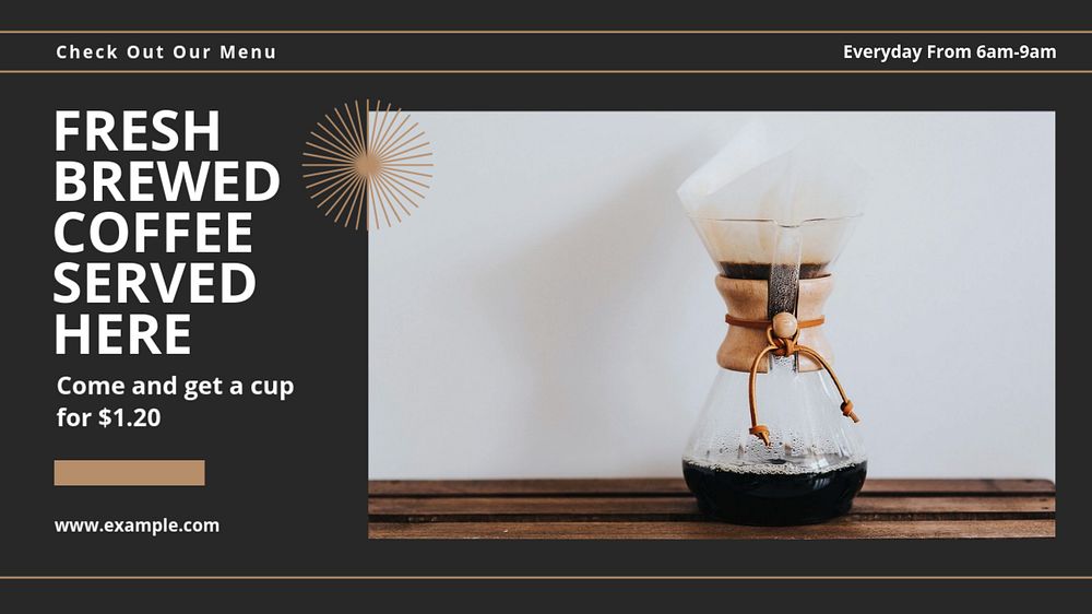 Fresh coffee Facebook cover template, editable design