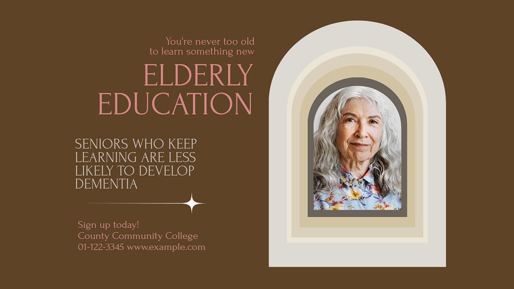 Elderly education blog banner template, editable text