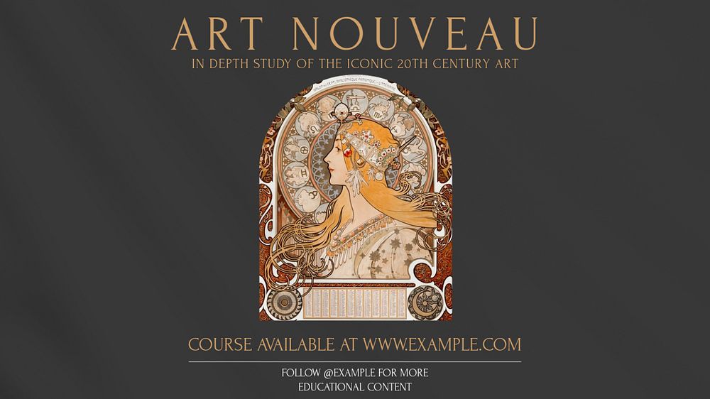 Art Nouveau blog banner template, editable design