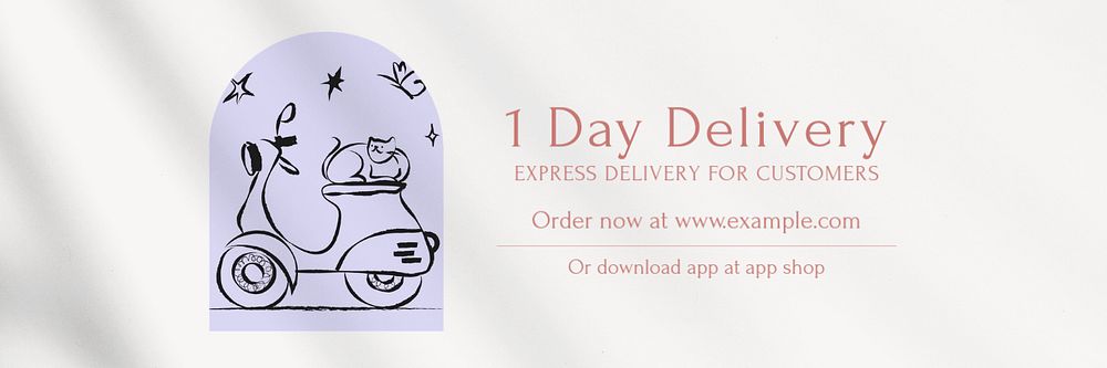 1 day delivery email header template, editable design