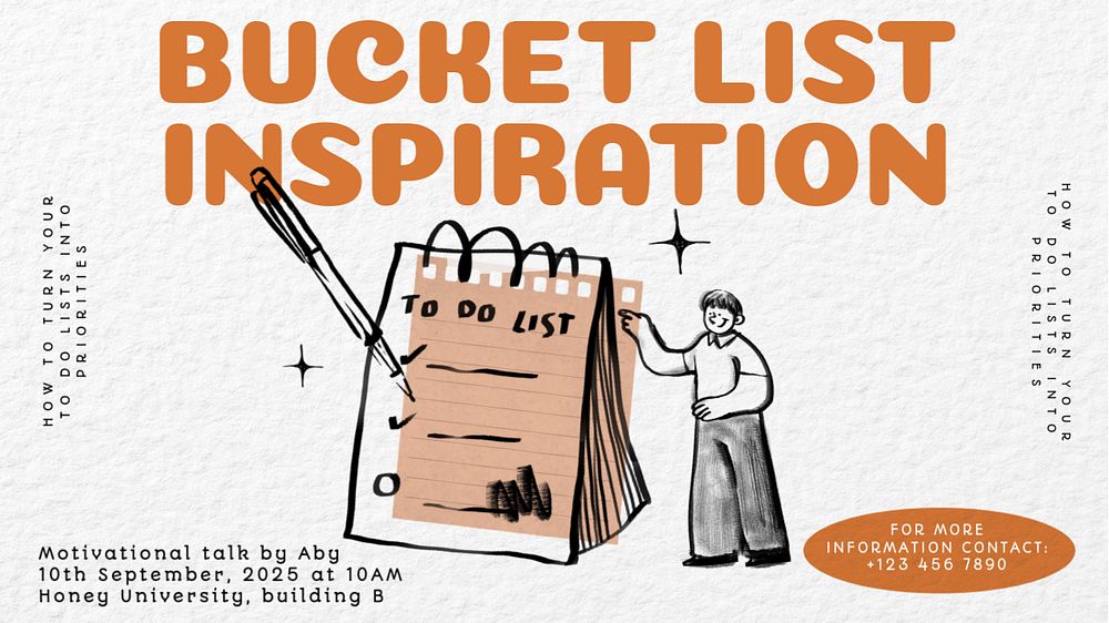 Bucket list inspiration blog banner template, editable text & design