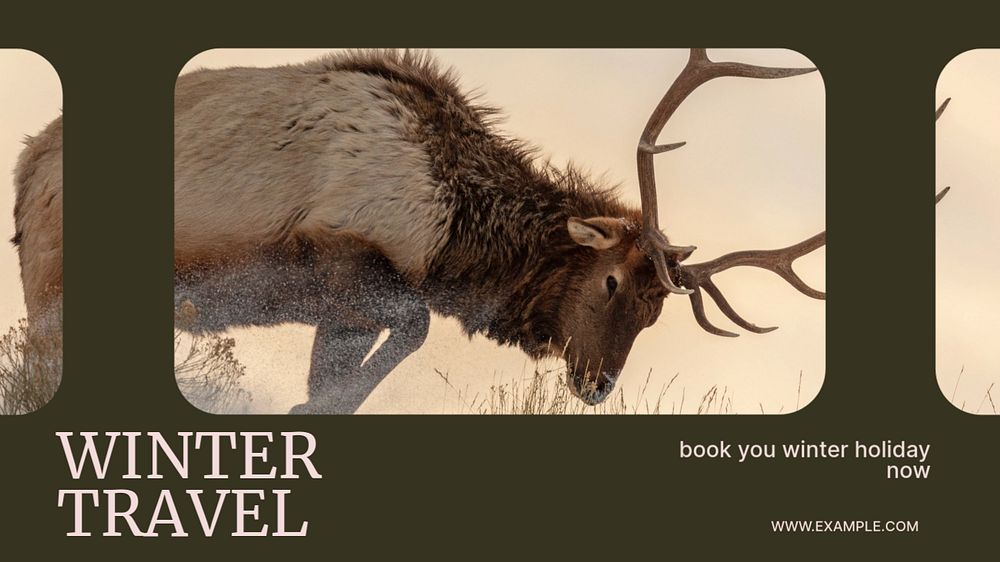 Winter travel blog banner template, editable text & design