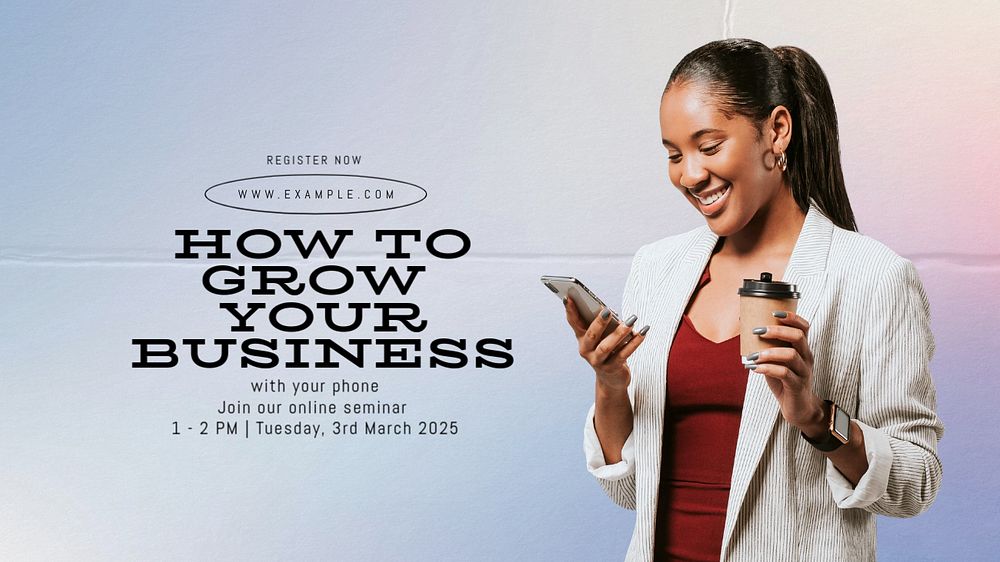 Grow business blog banner template, editable text & design