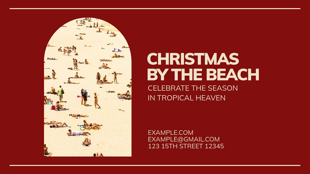 Beach Christmas blog banner template, editable text & design