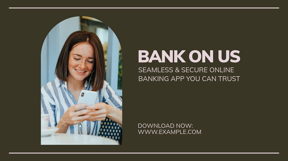 Banking ads blog banner template, editable text & design