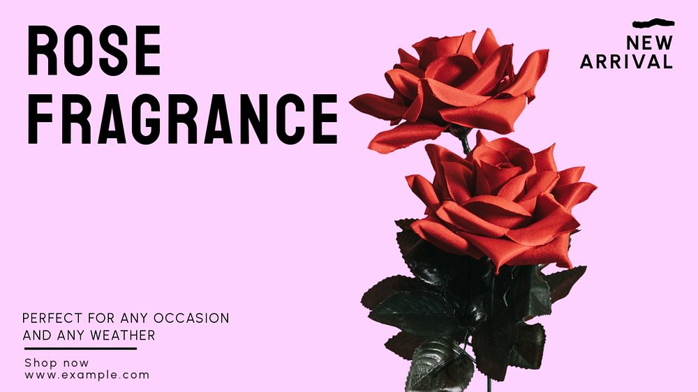 Rose fragrance blog banner template, editable text & design