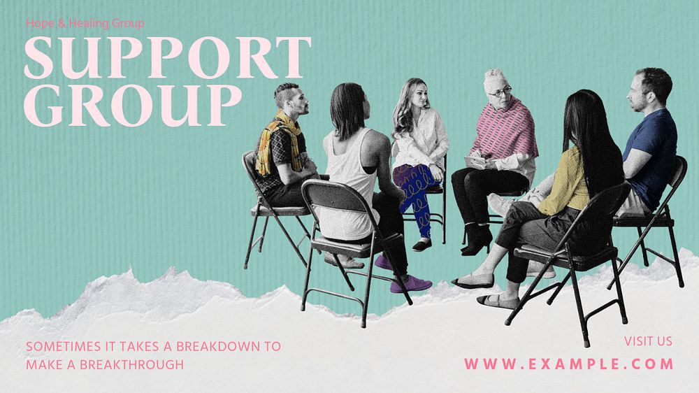 Support group blog banner template, editable design & text