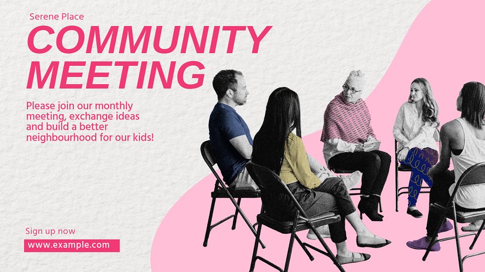 Community meeting blog banner template, editable design & text