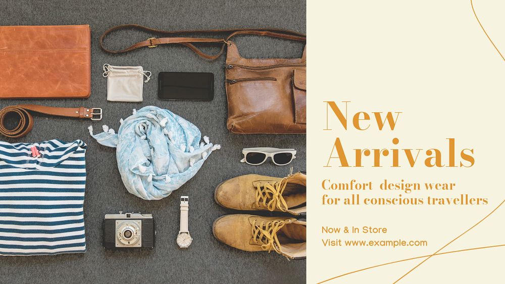 Travel wear new arrival blog banner template, editable design