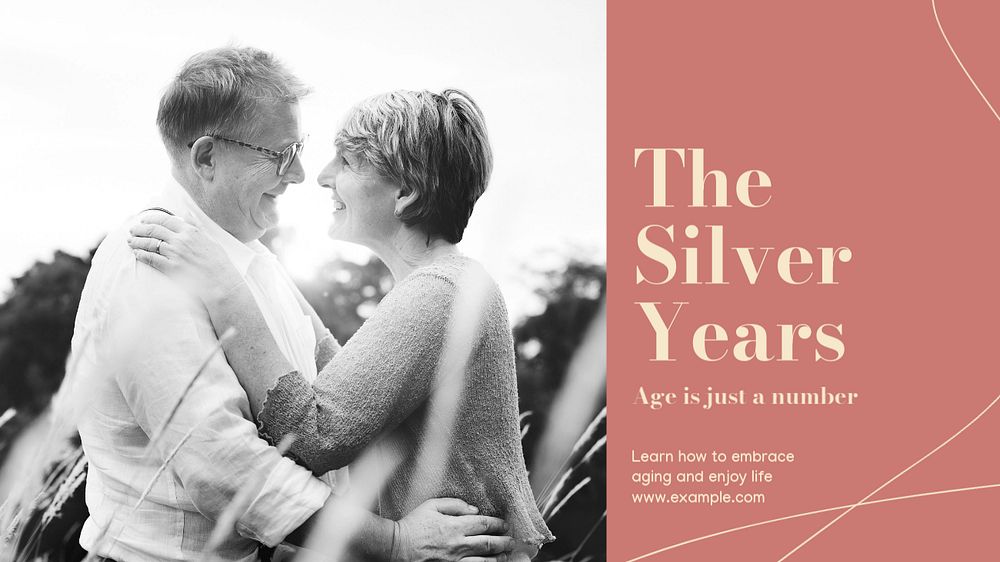 Silver years blog banner template, editable design