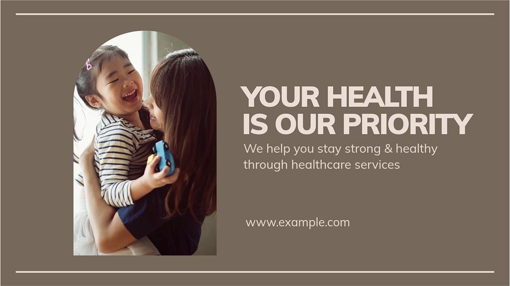 Healthcare services blog banner template, editable text & design