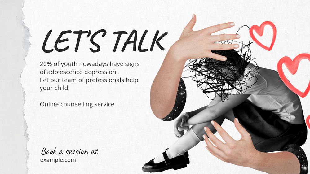 Online counseling blog banner template, editable design & text