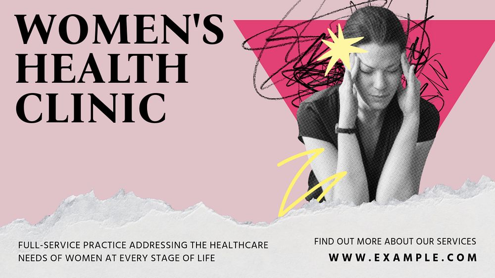 Women's health blog banner template, editable design & text