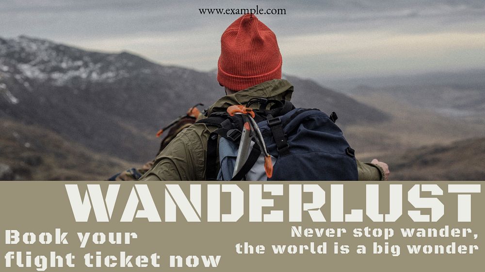 Wanderlust blog banner template, editable text & design