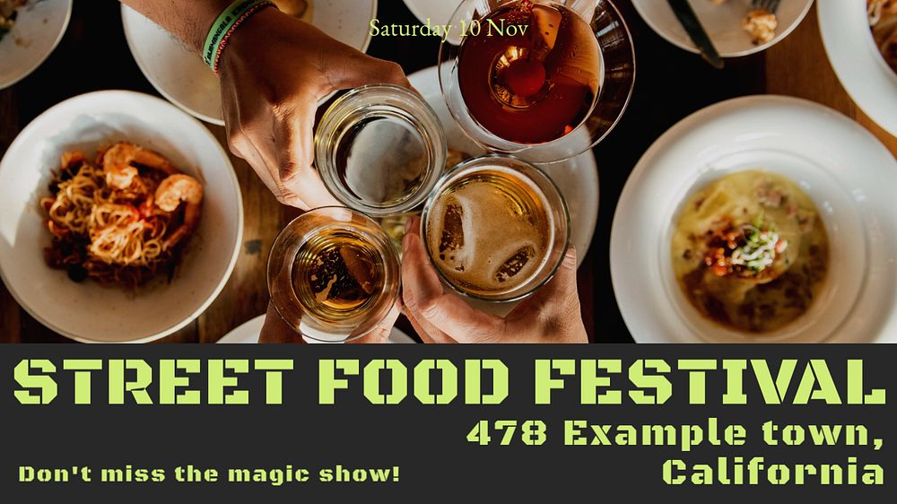 Streetfood festival blog banner template, editable text & design