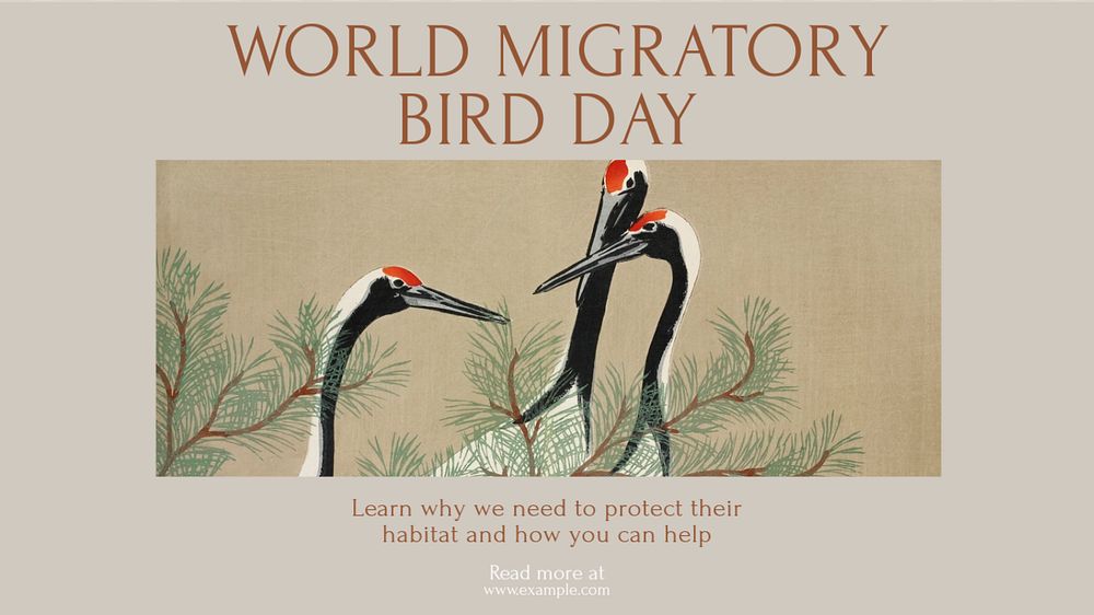 Migratory bird day Facebook cover template, editable design