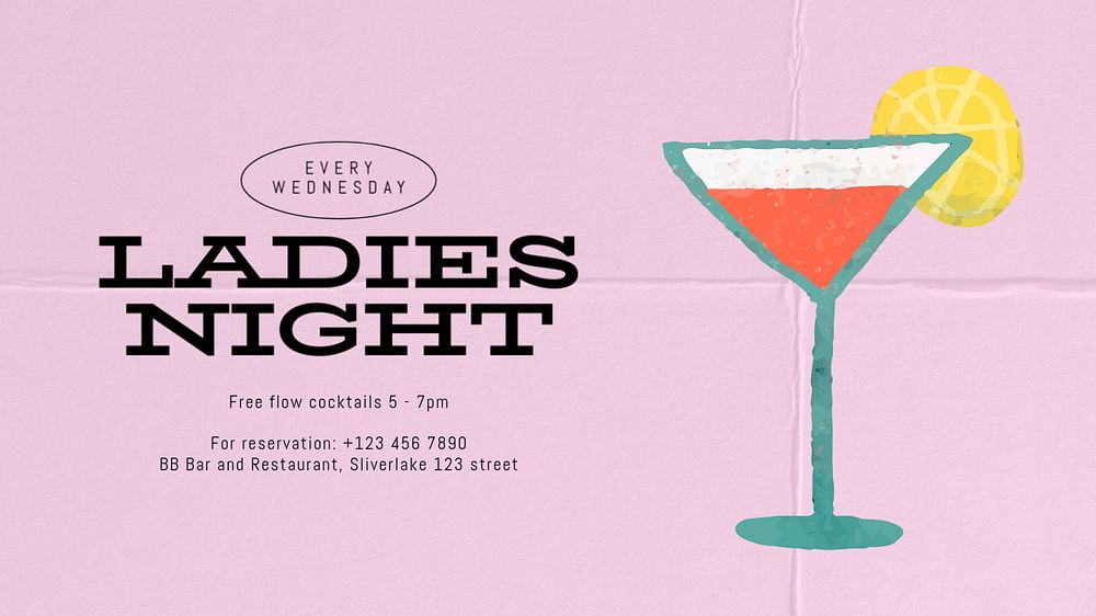 Ladies night blog banner template, editable text & design