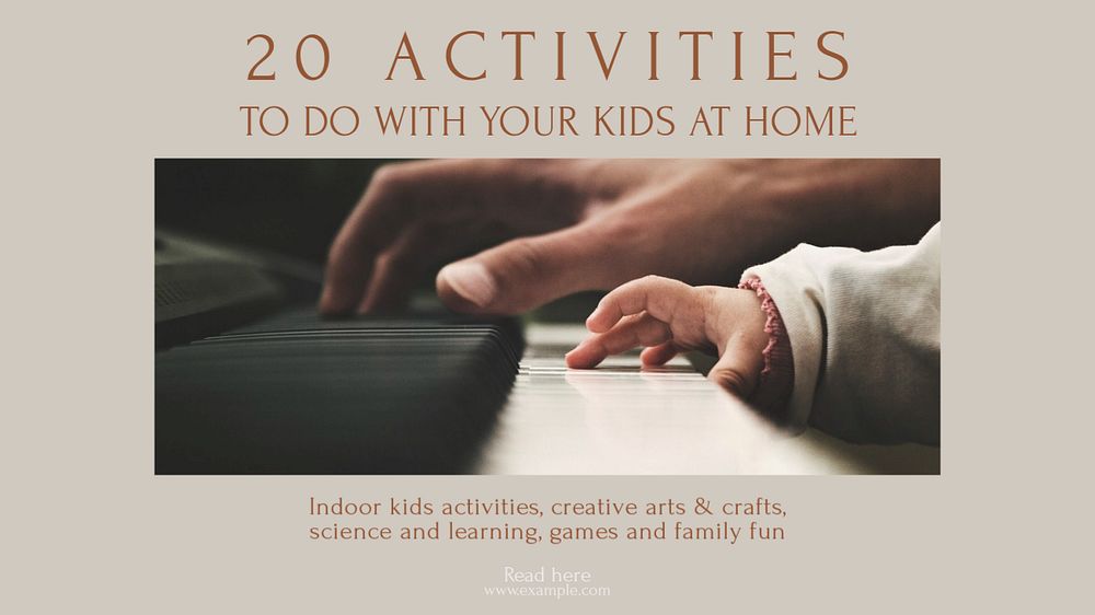 Kids activities Facebook cover template, editable design