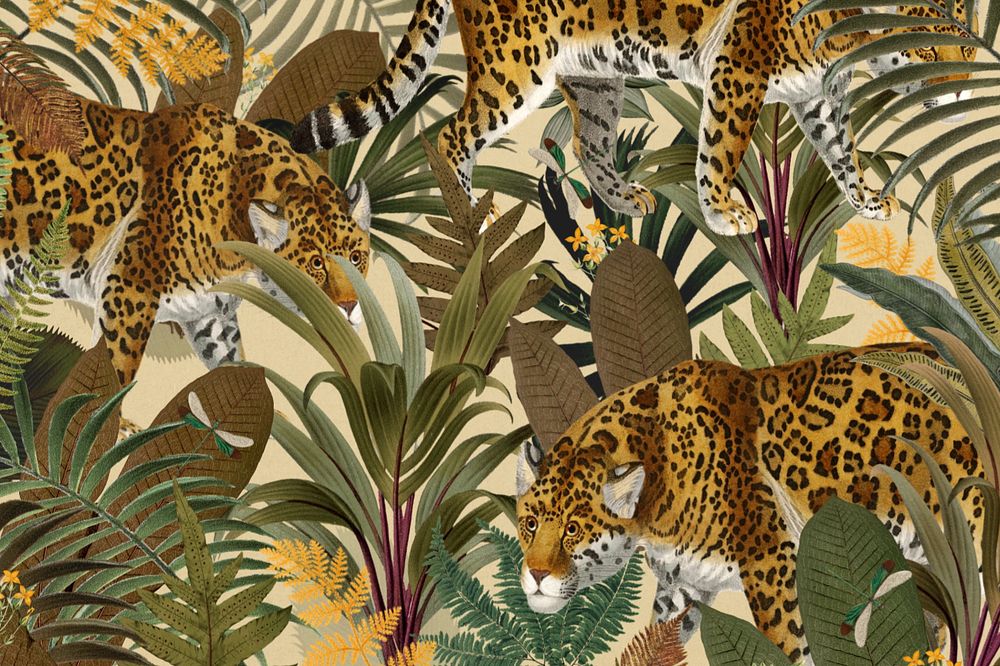 Jaguar tiger pattern background, wildlife illustration, editable design