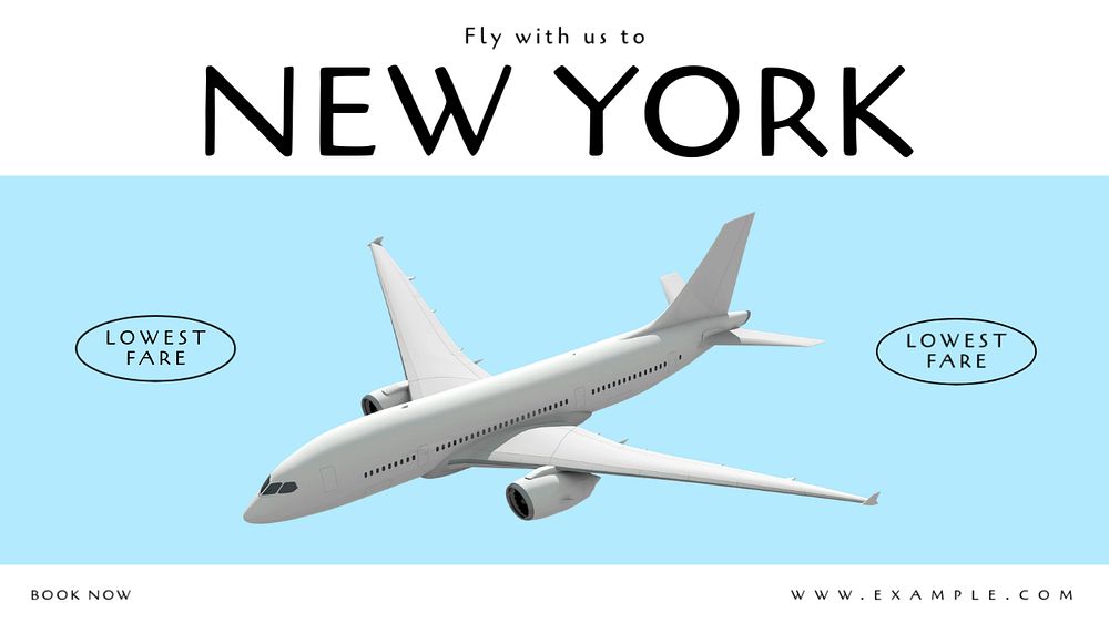 Fly to New York blog banner template, editable text & design