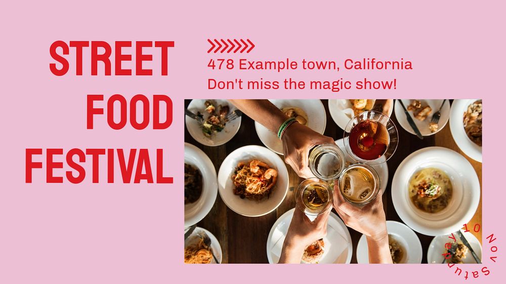 Streetfood festival blog banner template, editable text & design