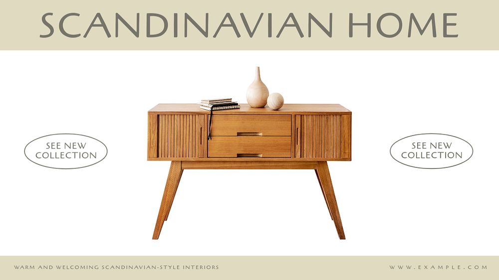 Scandinavian furniture blog banner template, editable text & design