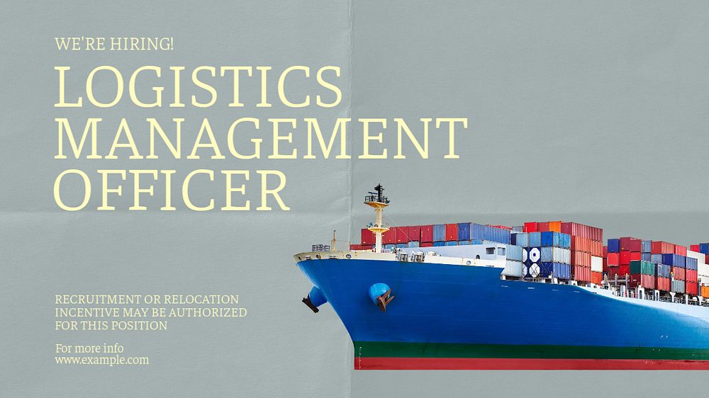 Logistics Management Officer blog banner template, editable text & design