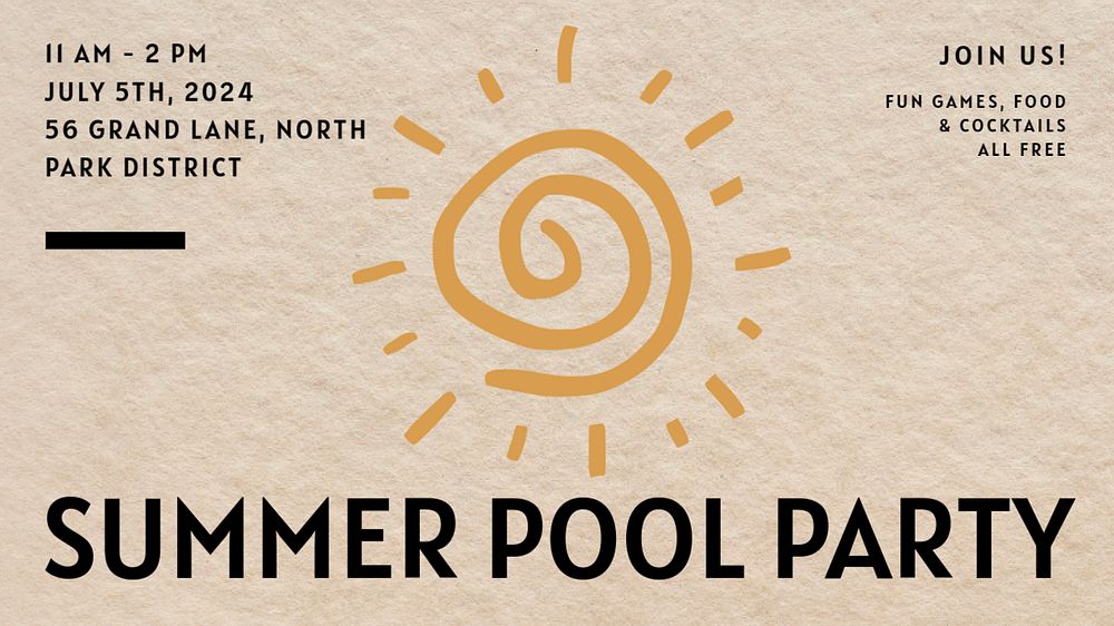 Summer pool party blog banner template, editable text & design