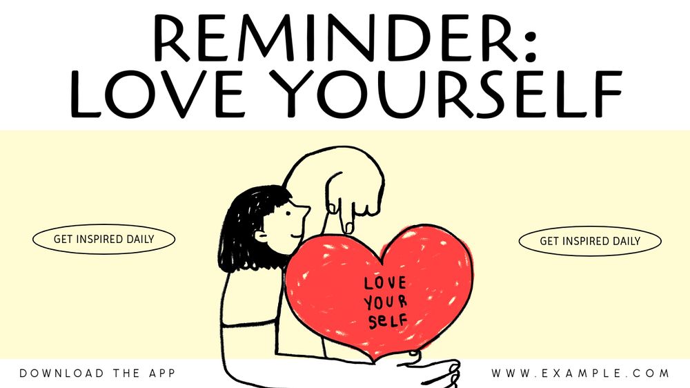 Reminder love yourself blog banner template, editable text & design