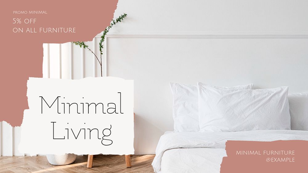 Minimal living blog banner template, editable design