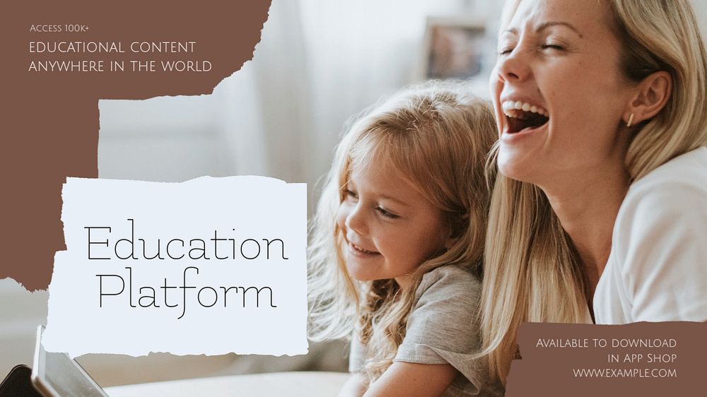 Education platform blog banner template, editable design