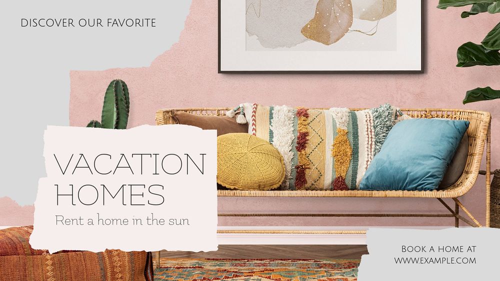 Vacation Home promotion blog banner template, editable design